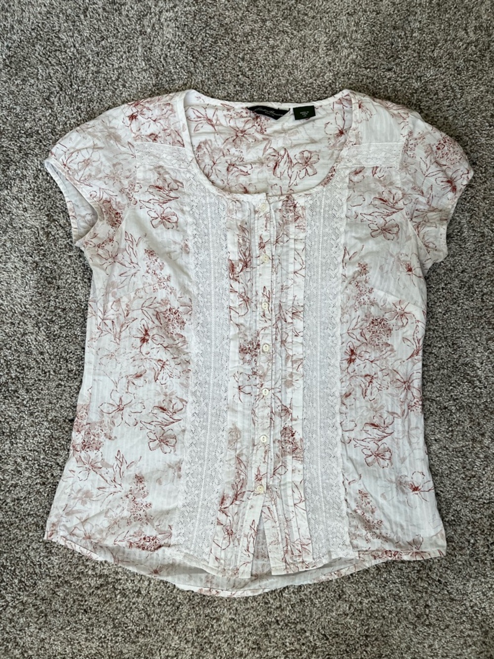 Eddie Bauer Floral Lace-Trim Blouse